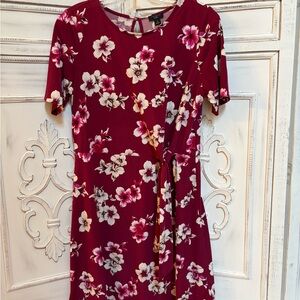 Ann Taylor Burgundy Floral Mini Dress